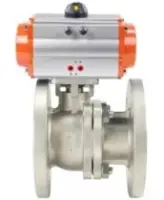Кран шаровой DN.ru BV3232P(2pc)-FP-F-ISO-H Ду125 Ру16, 24х24, фланцевый, полнопроходной, нержавеющая сталь SS316, уплотнение - PTFE, с пневмоприводом PA-DA-140 двойного действия