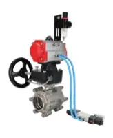 Кран шаровой DN.ru BV3232P(3pc)-FP-SW-ISO-H Ду80 Ру63 полнопроходной, корпус - нержавеющая сталь SS316, под приварку, с пневмоприводом PA-DA-105, пневмораспределителем 4V320-08 AC220V, ручным дублером MON2-450-T28-ISO, БПВ AFC2000