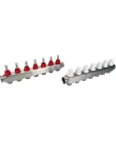 Коллекторная группа DN.ru GC1-31-7 1″ Ду25 Ру10 отводов — 7, в сборе с расходомерами и терморегулирующими клапанами, без переходников, корпус - нержавеющая сталь AISI 304