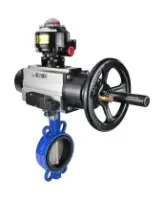 Затвор дисковый поворотный DN.ru WBV1432E-2W-Fb-H Ду150 Ру16, корпус - чугун GGG50, диск - нержавеющая сталь 316L, уплотнение - EPDM, с пневмоприводом DN.ru PA-DA-105-1 двойного действия, пневмораспределителем 4M310-08 AC220V, БКВ APL-510N-EX