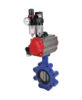 Затвор дисковый поворотный DN.ru WBV1631E-2W-Fb-H Ду100 Ру16 LUG корпус - чугун QT450, диск - нержавеющая сталь 304, уплотнение - EPDM, с пневмоприводом DN.ru PA-DA-083, пневмораспределителем 4M310-08 AC220V и БПВ AFC2000