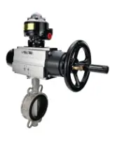Затвор дисковый поворотный DN.ru WBV3131V-2W-Fb-H Ду150 Ру16 межфланцевый, корпус - нержавеющая сталь 304, диск - нержавеющая сталь 304, уплотнение - VITON, с пневмоприводом PA-DA-105-1 и БКВ APL-510N EX
