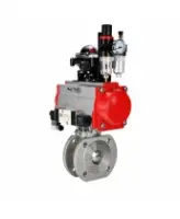Кран шаровой DN.ru BV3232P-FP-Fb-ISO-H WDVF Ду100 Ру16 полнопроходной, межфланцевый, корпус - нержавеющая сталь 316, уплотнение - PTFE, с пневмоприводом PA-SA-160, пневмораспределителем 4M320-08 AC220V, БКВ APL-210N и БПВ AFC2000