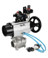 Кран шаровой DN.ru BV3232P(3pc)-FP-W-ISO-H Ду80 Ру25, полнопроходной, трехсоставной, нержавеющая сталь 316, уплотнение - PTFE, под приварку, с пневмоприводом PA-DA-105-1, пневмораспределителем 4V320-10 AC220V, БКВ APL-210N, БПВ AFC2000