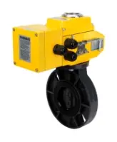 Затвор дисковый поворотный DN.ru WBV4242E-2W-Fb-ISO Дн80 Ру10 межфланцевый, корпус - НПВХ, диск - НПВХ, уплотнение - EPDM, с электроприводом DN.ru QT-N-005EM-A1-24VDC-У1 c датчиком обратной связи и входным управляющим сигналом 4-20мА HARK