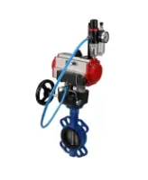 Затвор дисковый поворотный DN.ru WBV1413E-2W-Fb-H Ду150 Ру16, корпус - чугун GGG50, диск - чугун GGG40, EPDM, с пневмоприводом PA-DA-105 двойного действия, пневмораспределителем 4M310-08 AC220V, ручным дублером MON3-700-T38-ISO, БПВ AFC2000