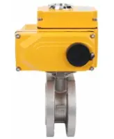 Кран шаровой DN.ru BV3232P-FP-Fb-ISO-H Ду40 Ру16, корпус - сталь 316, уплотнение - PTFE, полнопроходной, межфланцевый с электроприводом DN.ru QT-N-005EM-O1-220VAC-У1