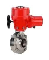 Затвор дисковый поворотный DN.ru WBV3131S-2W-W-H Ду15 Ру10 под приварку, корпус - пищевая нержавеющая сталь 304, уплотнение - Silicon, с электроприводом QT-EX-005M-O2-220VAC-У1 с моментной муфтой и штурвалом