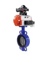 Затвор дисковый поворотный DN.ru WBV1132N-2W-Fb-H Ду125 Ру16, корпус - чугун GG25, диск - нержавеющая сталь 316L, уплотнение - NBR, с пневмоприводом DN.ru PA-SA-140 с возвратными пружинами, с пневмораспределителем 4V320-08 AC220V, с БКВ APL-210N