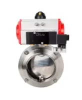 Затвор дисковый поворотный DN.ru WBV3131S-2W-W-H Ду80 Ру10 под приварку, пищевая нержавеющая сталь 304, уплотнение – Silicon, с пневмоприводом DN.ru PA-DA-065 и пневмораспределителем DN.ru 4M310-08 AC220V