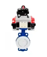 Затвор дисковый поворотный DN.ru WBV3434Pf-2W-Fb-R Ду250 Ру16 корпус - углеродистая сталь WCB, диск - углеродистая сталь WCB, футерованный PTFE, уплотнение - PTFE, с DN.ru PA-DA-130, 4V320-08 AC220V и APL-410N EX