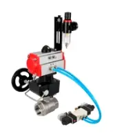 Кран шаровой DN.ru BV3232P(2pc)-FP-T-ISO-H Ду100 Ру40 полнопроходной, внутренняя резьба, нержавеющая сталь 316, уплотнение - PTFE, с пневмоприводом PA-DA-083, пневмораспределителем 4V320-08 AC220V, ручным дублером MON2-450-T28-ISO, БПВ AFC2000
