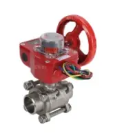 Кран шаровой DN.ru BV3232P(3pc)-FP-W-ISO-H Ду25 Ру63 полнопроходной двухходовой, нержавеющая сталь SS316, под приварку, уплотнение - PTFE, с ISO фланцем и редуктором DN.ru HGBF RQN1-180Z с индикатором положения и датчиком обратной связи
