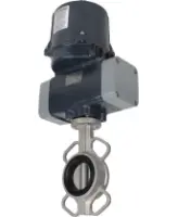 Затвор дисковый поворотный DN.ru WBV3131N-2W-Fb-H Ду65 Ру16 межфланцевый, корпус - нержавеющая сталь 304, диск - нержавеющая сталь 304, уплотнение - NBR, с электроприводом четвертьоборотным DN.ru QTSA-N-005EM-O0-220VAC с пружинным возвратом