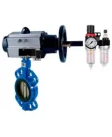 Затвор дисковый поворотный DN.ru WBV1132N-2W-Fb-H Ду125 Ру16, корпус - чугун GG25, диск - нержавеющая сталь 316L, уплотнение - NBR, с пневмоприводом DN.ru PA-DA-105-1 двойного действия, с пневмораспределителем 4V320-10 AC220V, с БПВ AFC2000