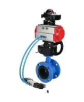 Затвор дисковый поворотный DN.ru WBV1313E-2W-F-H Ду100 Ру16 фланцевый чугун GGG40, диск - чугун GGG40, EPDM, с пневмоприводом DN.ru PA-DA-105, пневмораспределителем DN.ru 4V320-10 AC220V, БКВ DN.ru APL-210N и ручным дублером DN.ru MON1-250-T26-ISO