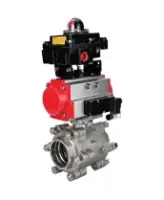 Кран шаровой DN.ru BV3232P(3pc)-FP-SW-ISO-H Ду65 Ру63 полнопроходной, корпус - нержавеющая сталь SS316, под приварку, с пневмоприводом PA-SA-130, пневмораспределителем 4M310-08 AC220V, БКВ APL-410N EX