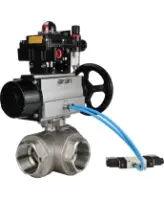 Кран шаровой DN.ru BV3232P(4pc)-SP-3WL-T-ISO-H Ду100 Ру40, стандартнопроходной, четырехсоставной, нержавеющая сталь 316, PTFE, внутренняя резьба, с пневмоприводом PA-DA-105-1, пневмораспределителем 4V320-08 AC220V, БКВ APL-410N Ex, БПВ AFC2000