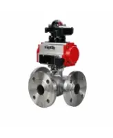Кран шаровой DN.ru BV3232P(2pc)-FP-3WL-F-ISO-H Ду80 Ру16 HYMT, трехходовой L-тип, полнопроходной, фланцевый, корпус - нержавеющая сталь SS316, с пневмоприводом PA-SA-130, пневмораспределителем 4M310-08 24В NAMUR и БКВ APL-210N