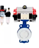 Затвор дисковый поворотный DN.ru WBV3434Pf-2W-Fb-R Ду250 Ру16 корпус - углеродистая сталь WCB, диск - углеродистая сталь WCB, футерованный PTFE, уплотнение - PTFE, с PA-DA-130, 4V320-08 AC220V и AFC2000