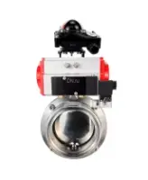 Затвор дисковый поворотный DN.ru WBV3131S-2W-T-H Ду40 Ру10 резьбовой, пищевая нержавеющая сталь 304, уплотнение – Silicon, с пневмоприводом DN.ru PA-SA-065, пневмораспределителем DN.ru 4M310-08 AC220V и БКВ DN.ru APL-210N