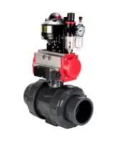 Кран шаровой DN.ru BV4242E-FP-GRM-ISO Дн50 Ру10 полнопроходной, корпус - НПВХ, шар - НПВХ, уплотнение - EPDM, с пневмоприводом PA-SA-065, пневмораспределителем 4M310-08 AC220V, БКВ APL-510N EX и БПВ AFC2000