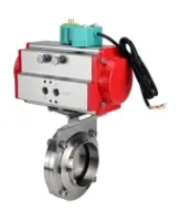 Затвор дисковый поворотный DN.ru WBV3131E-2W-W-H Ду15 Ру10 под приварку, пищевая нержавеющая сталь 304, уплотнение - EPDM, с пневмоприводом PA-DA-052 и магнитным переключателем ALS200D