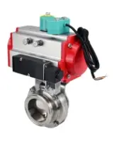 Затвор дисковый поворотный кламповый DN.ru WBV3131S-2W-C-H Ду50 Ру10 корпус - пищевая нержавеющая сталь 304, уплотнение - Silicon, с пневмоприводом PA-DA-052, пневмораспределителем 4M310-08 AC220V и магнитным переключателем ALS200D