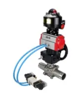 Кран шаровой DN.ru BV3131P(3pc)-FP-W-ISO-H LONG Ду10 Ру63 полнопроходной, корпус - нерж.сталь 304, уплотнение - PTFE, под приварку, с пневмоприводом PA-DA-052, пневмораспределителем 4M320-08 AC220V, БКВ APL-510N EX и ручным дублером MON1-250-T26-ISO