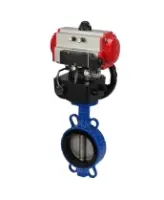 Затвор дисковый поворотный DN.ru WBV3432V-2W-Fb-H Ду200 Ру16, корпус - углеродистая сталь WCB, диск - нержавеющая сталь 316L, уплотнение - Viton, с пневмоприводом DN.ru PA-DA-130, пневмораспределителем 4M310-08 DC24V и ручным дублером MON3-700-T38-ISO
