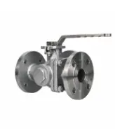 Кран шаровой DN.ru BV3232P(2pc)-FP-3WL-F-ISO-H Ду20 Ру16 HYMT, трехходовой L-тип, полнопроходной, фланцевый, материал корпуса - нержавеющая сталь SS316, с ISO фланцем и рукояткой