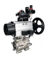 Кран шаровой DN.ru BV3232P(3pc)-FP-SW-ISO-H Ду100 Ру63 полнопроходной, корпус - нержавеющая сталь SS316, под приварку, с пневмоприводом PA-DA-105-1, пневмораспределителем 4M310-08 DC24V, БКВ APL-210N, БПВ AFC2000