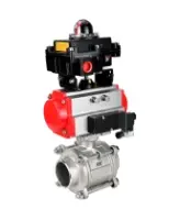 Кран шаровой DN.ru BV3232P(3pc)-FP-W-ISO-H WDVF Ду15 Ру63 полнопроходной, трехсоставной, корпус - нержавеющая сталь 316, уплотнение - PTFE, под приварку, с пневмоприводом PA-SA-065, пневмораспределителем 4M310-08 AC220V, БКВ APL-410N EX