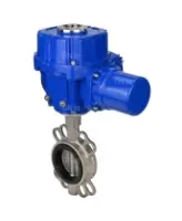 Затвор дисковый поворотный DN.ru WBV3232E-2W-Fb-H Ду65 Ру16, корпус - нержавеющая сталь 316L, диск - нержавеющая сталь 316L, уплотнение - EPDM, с электроприводом DN.ru QT-N-005M-O2-220VAC-У1 с моментной муфтой и штурвалом