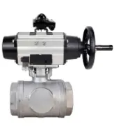 Кран шаровой DN.ru BV3232P(4pc)-SP-3WL-T-ISO-H WDVF Ду65 Ру40 стандартнопроходной, 3-ходовой L-тип, внутренняя резьба, нержавеющая сталь AISI 316, PTFE, с пневмоприводом PA-DA-105-1, пневмораспределителем 4M310-08 AC220V и БКВ APL-210N