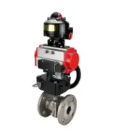 Кран шаровой DN.ru BV3232P(2pc)-FP-F-ISO-H Ду80 Ру16 фланцевый, полнопроходной, двухсоставной, корпус - нерж.сталь SS316, уплотнение - PTFE, пн.привод DN.ru PA-DA-083 пн.распределитель 4M310-08 AC220V ручной дублер MON2-450-T28-ISO БКВ APL-510N-EX