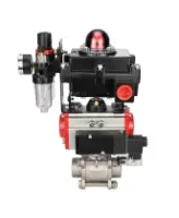 Кран шаровой DN.ru BV3232P(3pc)-FP-W-ISO-H Ду65 Ру25 полнопроходной под приварку, корпус - нержавеющая сталь 316, уплотнение - PTFE, с пневмоприводом PA-SA-130, пневмораспределителем 4M310-08 220В NAMUR, БКВ APL-410N EX и БПВ AFC2000