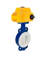 Затвор дисковый поворотный DN.ru WBV3434Pf-2W-Fb-H Ду80 Ру16 корпус - углеродистая сталь WCB, диск - углеродистая сталь WCB, футерованный PTFE, уплотнение - PTFE, с четвертьоборотным электроприводом DN.ru QT-N-008EM-O1-220VAC-У1 220В