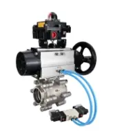 Кран шаровой DN.ru BV3232P(3pc)-FP-SW-ISO-H Ду100 Ру63 полнопроходной, корпус - нержавеющая сталь SS316, под приварку, с пневмоприводом PA-DA-105-1, пневмораспределителем 4V320-08 AC220V, БКВ APL-410N EX