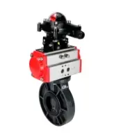 Затвор дисковый поворотный DN.ru WBV4242E-2W-Fb-ISO Дн80 Ру10 межфланцевый, корпус - НПВХ, диск - НПВХ, уплотнение - EPDM, с пневмоприводом PA-SA-083 и БКВ APL-210N