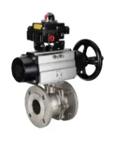 Кран шаровой DN.ru BV3232P(2pc)-FP-F-ISO-H Ду100 Ру16 полнопроходной фланцевый, корпус - нержавеющая сталь AISI316, уплотнение - PTFE, с пневмоприводом DN.ru PA-DA-105-1 и БКВ APL-410N EX