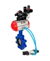 Затвор дисковый поворотный DN.ru WBV1631E-2W-Fb-H Ду100 Ру16 LUG, корпус - чугун QT450, диск - нержавеющая сталь 304, уплотнение - EPDM, с пневмоприводом PA-DA-083, пневмораспределителем 4M320-08 AC220V, БКВ APL-210N и БПВ AFC2000