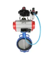 Затвор дисковый поворотный DN.ru WBV1413E-2W-Fb-H Ду200 Ру16, корпус - чугун GGG50, диск - чугун GGG40, уплотнение - EPDM, с пневмоприводом DN.ru PA-SA-160, пневмораспределителем 4M310-08 AC220V, БКВ APL-410N EX, БПВ AFC2000