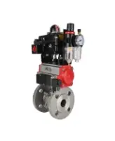 Кран шаровой DN.ru BV3232P(2pc)-FP-F-ISO-H Ду80 Ру16 полнопроходной двухходовой, нержавеющая сталь 316, фланцевый, уплотнение - PTFE, с пневмоприводом PA-SA-130, пневмораспределителем 4M310-08 AC220V, БКВ APL-410N EX и БПВ AFC2000