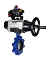Затвор дисковый поворотный DN.ru WBV1631E-2W-Fb-H Ду125 Ру16 LUG корпус - чугун QT450, диск - нержавеющая сталь 304, уплотнение - EPDM, с пневмоприводом DN.ru PA-DA-105-1, пневмораспределителем 4M310-08 AC220V и БКВ APL-410N EX