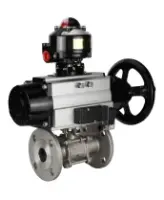 Кран шаровой DN.ru BV3232P(3pc)-FP-F-ISO-H Ду100 Ру25 фланцевый корпус - нержавеющая сталь 316, полнопроходной, уплотнение - PTFE, с пневмоприводом PA-DA-105-1, пневмораспределителем 4M310-08 AC220V, БКВ APL-510N Ex