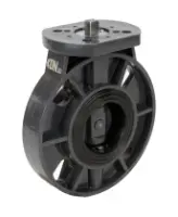Затвор дисковый поворотный DN.ru WBV4242E-2W-Fb-ISO Дн80 Ру10 межфланцевый, корпус - UPVC (НПВХ), диск - UPVC (НПВХ), уплотнение - EPDM, с ISO-фланцем и голым штоком квадратным
