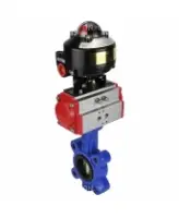 Затвор дисковый поворотный DN.ru WBV1616E-2W-Fb-H Ду100 Ру16 LUG корпус - чугун QT450, диск - чугун QT450, уплотнение - EPDM, с пневмоприводом DN.ru PA-DA-083 и БКВ APL-510N EX