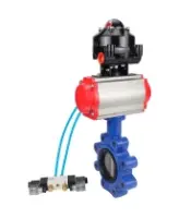 Затвор дисковый поворотный DN.ru WBV1631E-2W-Fb-H Ду100 Ру16 LUG, корпус - чугун QT450, диск - нержавеющая сталь 304, уплотнение - EPDM, с пневмоприводом PA-DA-083, пневмораспределителем 4M320-08 AC220V и БКВ APL-510N EX
