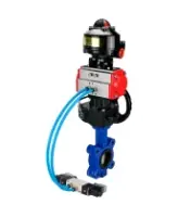 Затвор дисковый поворотный DN.ru WBV1616E-2W-Fb-H Ду125 Ру16 LUG, корпус - чугун QT450, диск - чугун QT450, уплотнение - EPDM, с пневмоприводом PA-DA-105, пневмораспределителем 4M320-08 AC220V, ручным дублером MON3-700-T38-ISO и БКВ APL-510N EX